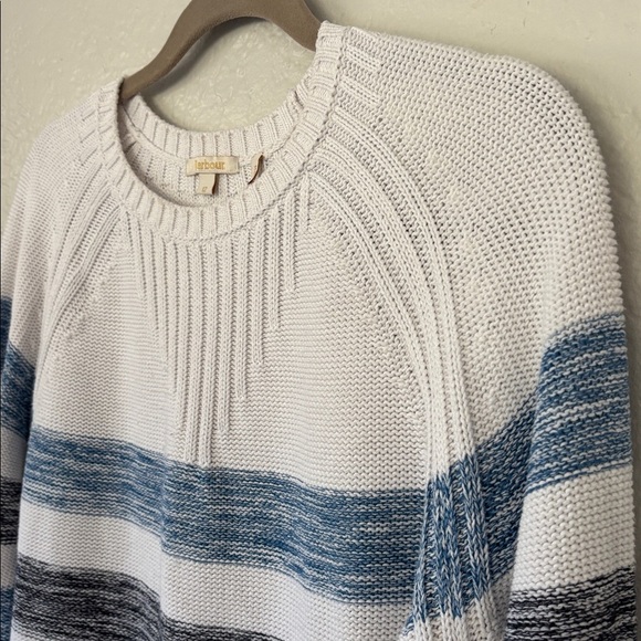 Barbour women’s 100% cotton knit White & Blue Striped pullover Sweater 12 - Picture 8 of 12